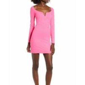ROW A Notch Neck Long Sleeve Ribbed Bodycon Dress Formal Party Fitted Small NWT